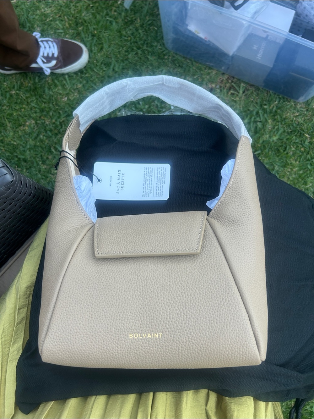 Bolvaint Cream Pebbled Leather Shoulder Bag